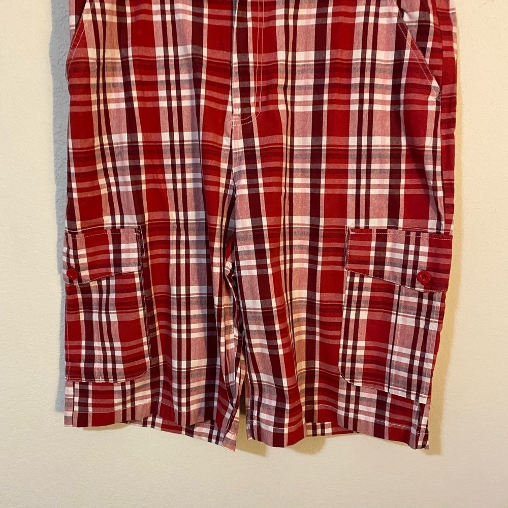 Southpole Y2K  Retro Red Plaid Bermuda Cargo Streetwear HipHop Shorts Size 40 - Picture 2 of 14